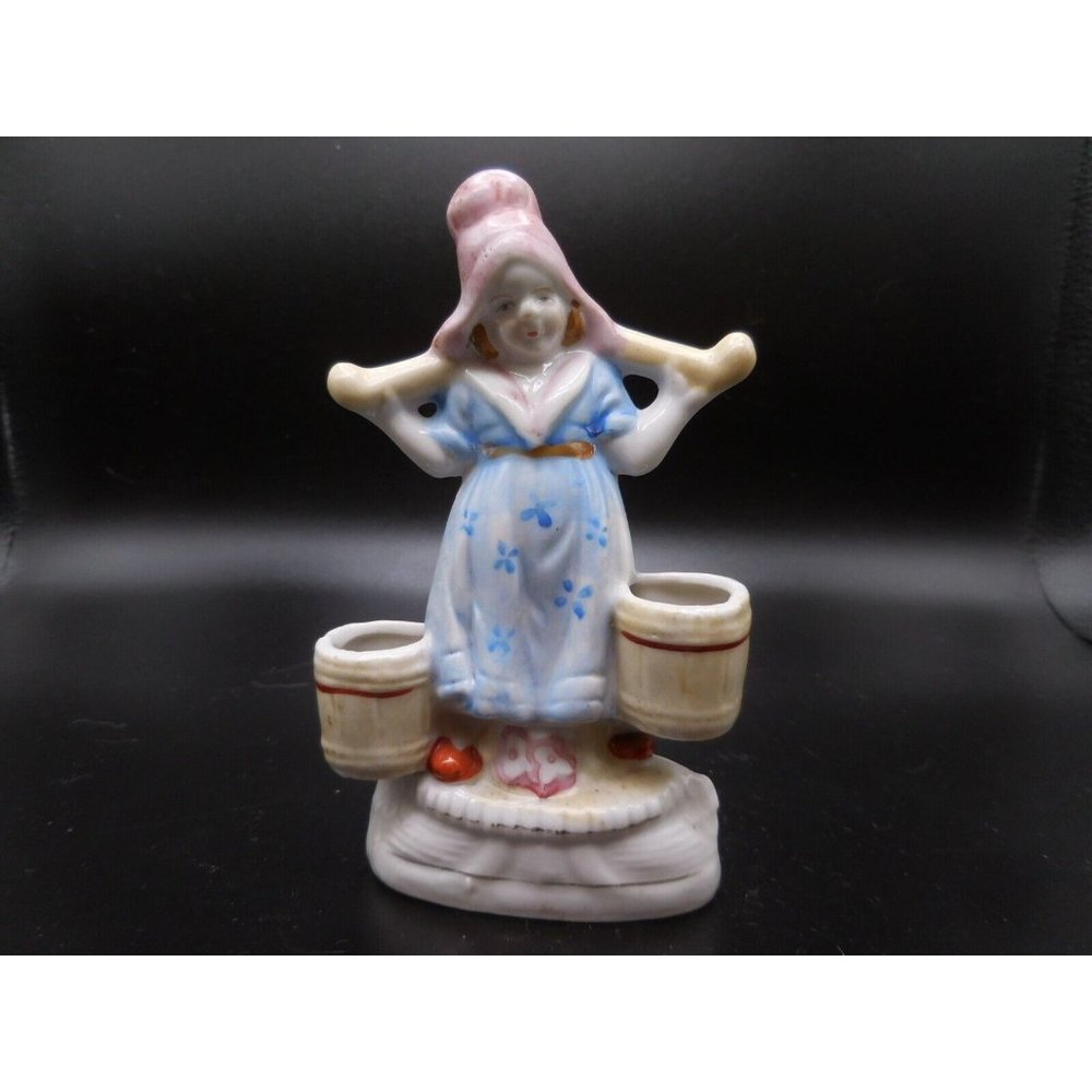 Vintage Girl carrying water buckets figurine Made in‎ occupied Japan